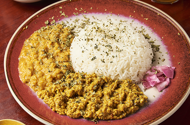 スパイスカリー2種盛り<br>(キーマ+豆)