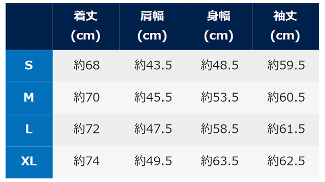 レプリカパーカー サイズ表