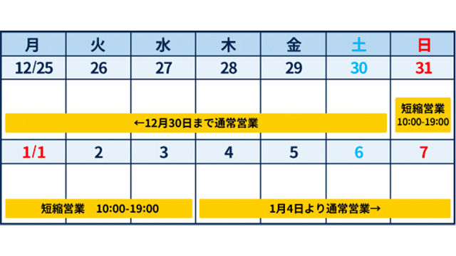 １月定休日画像