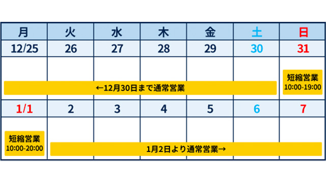 １月定休日画像