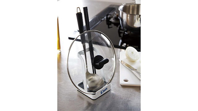 お玉＆鍋ふたスタンド【ホワイト/ブラック】