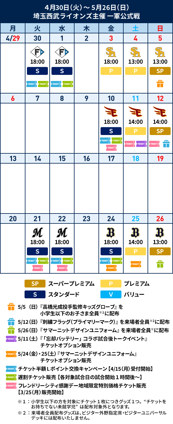 5月チケット情報まとめ