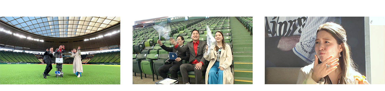 初心者向けに球場ガイドを行っている様子。