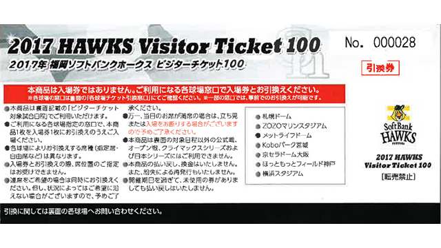 ビジターチケット100(引換券)