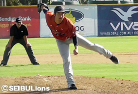 気合の入った投球を見せる野田投手