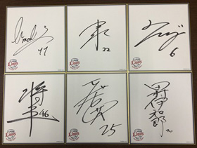 2016ドラフト新入団選手「直筆サイン色紙」